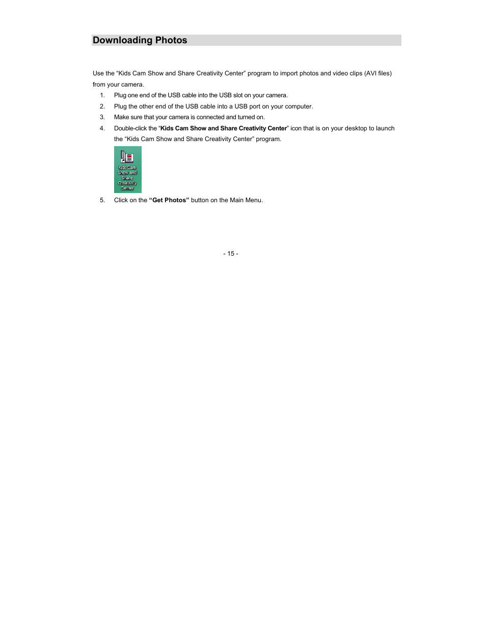 Downloading photos | Sakar 88379 User Manual | Page 15 / 24