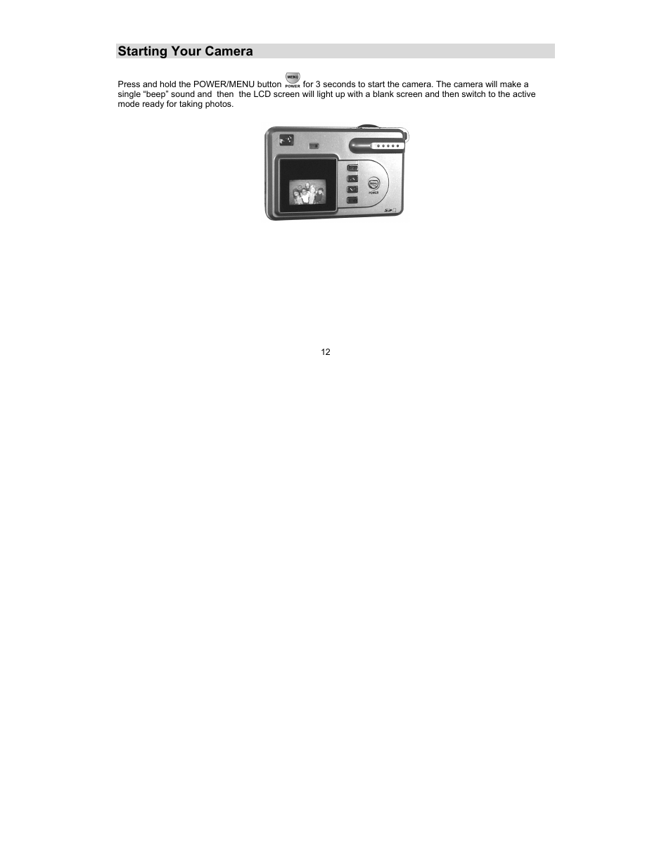 Starting your camera | Sakar 90379 User Manual | Page 12 / 35