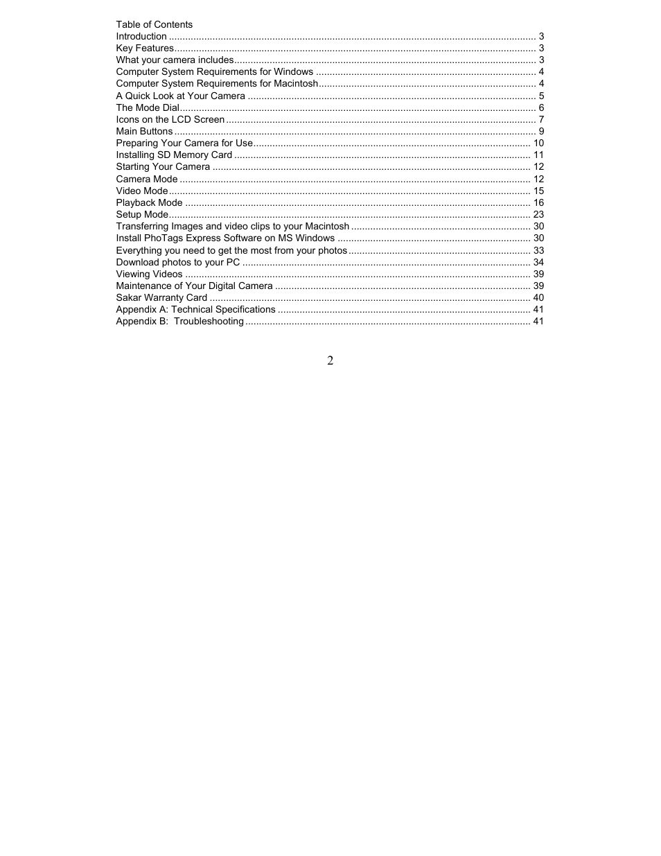 Sakar 5.1 Mega Pixel User Manual | Page 2 / 43