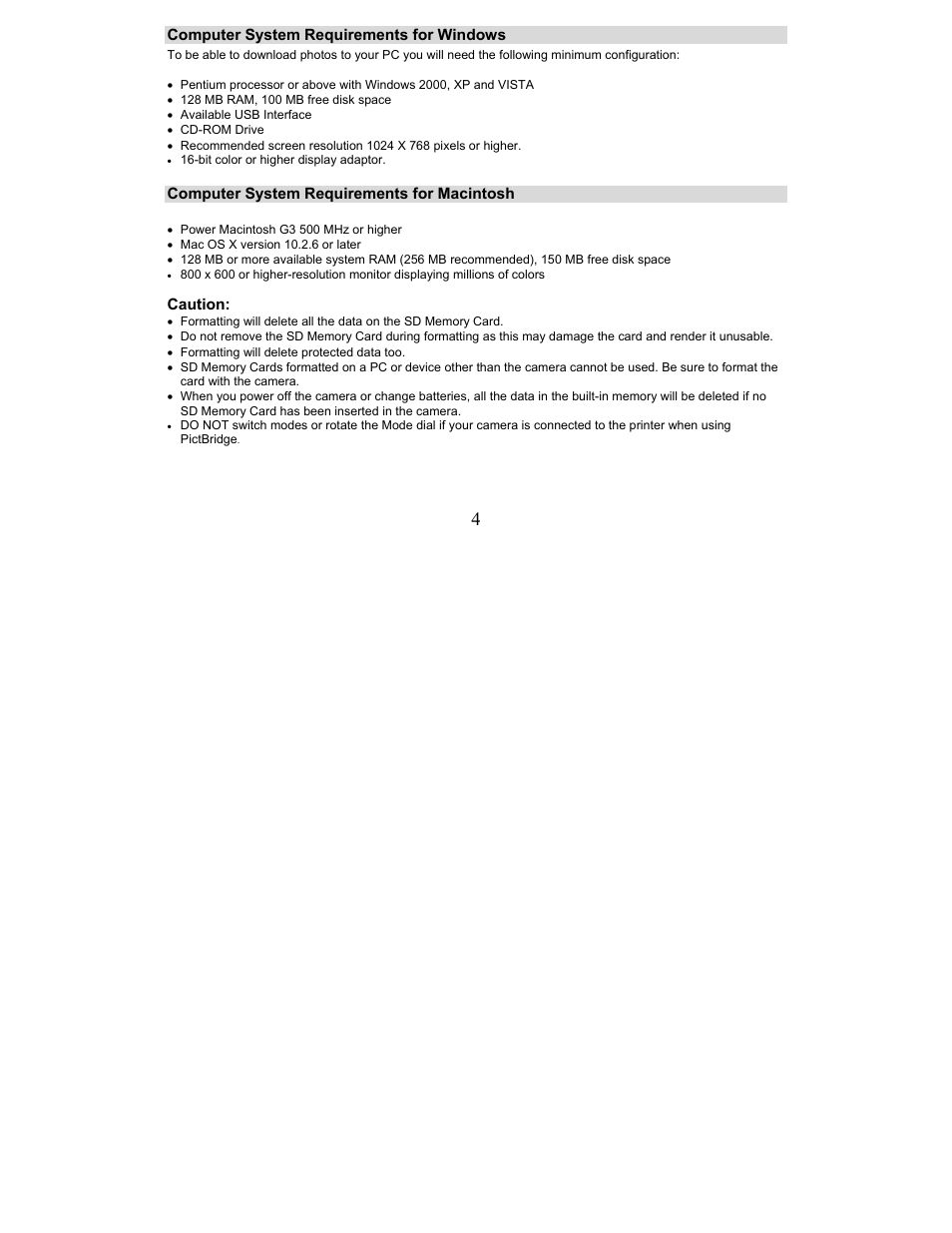 Sakar 5.1 Mega Pixel User Manual | Page 4 / 43