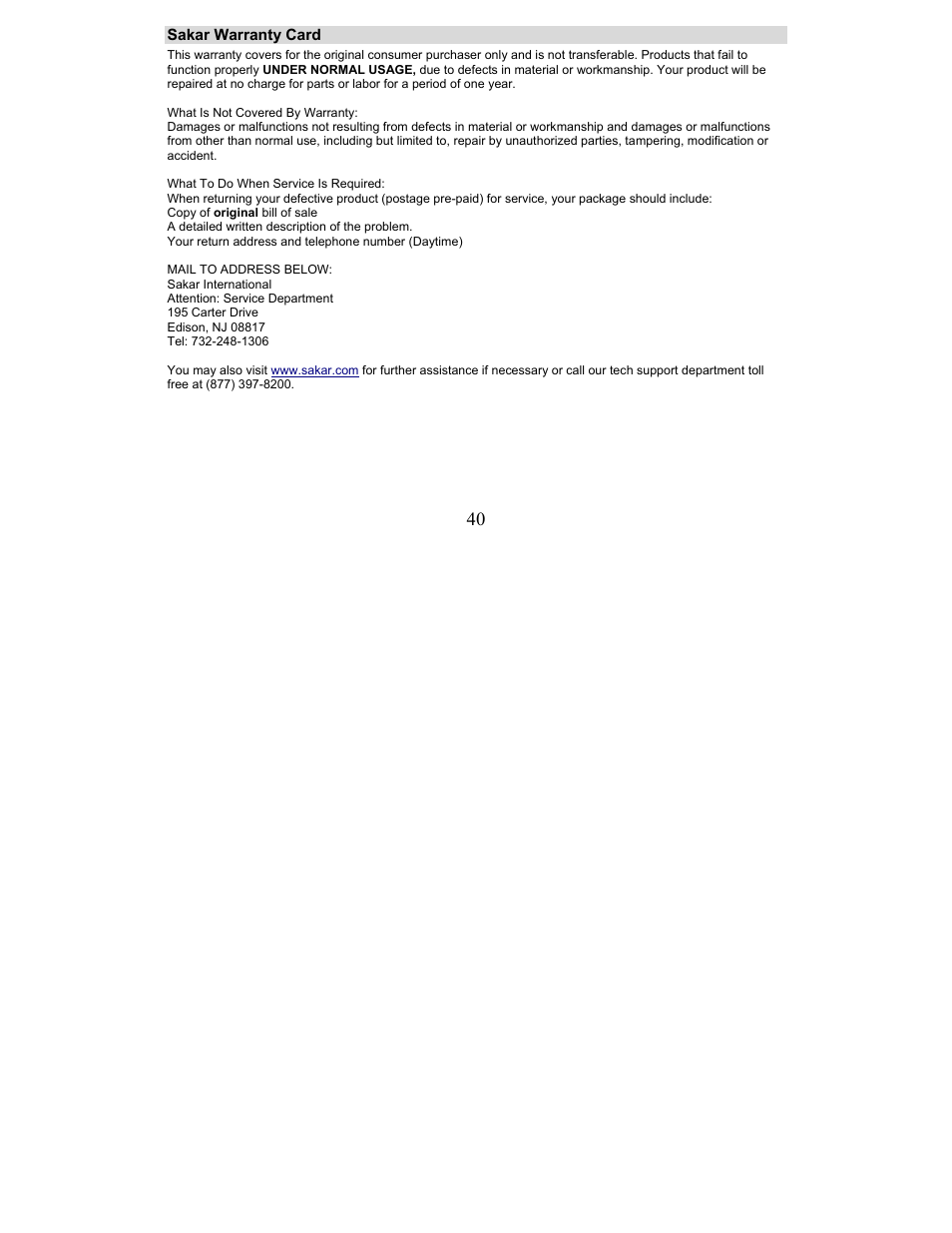 Sakar 5.1 Mega Pixel User Manual | Page 40 / 43
