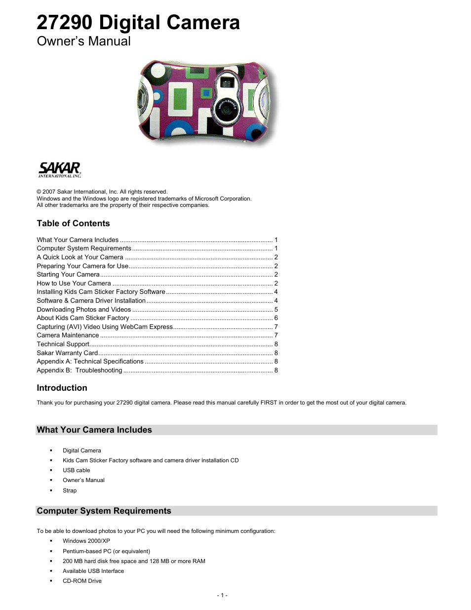 Sakar 27290 User Manual | 9 pages