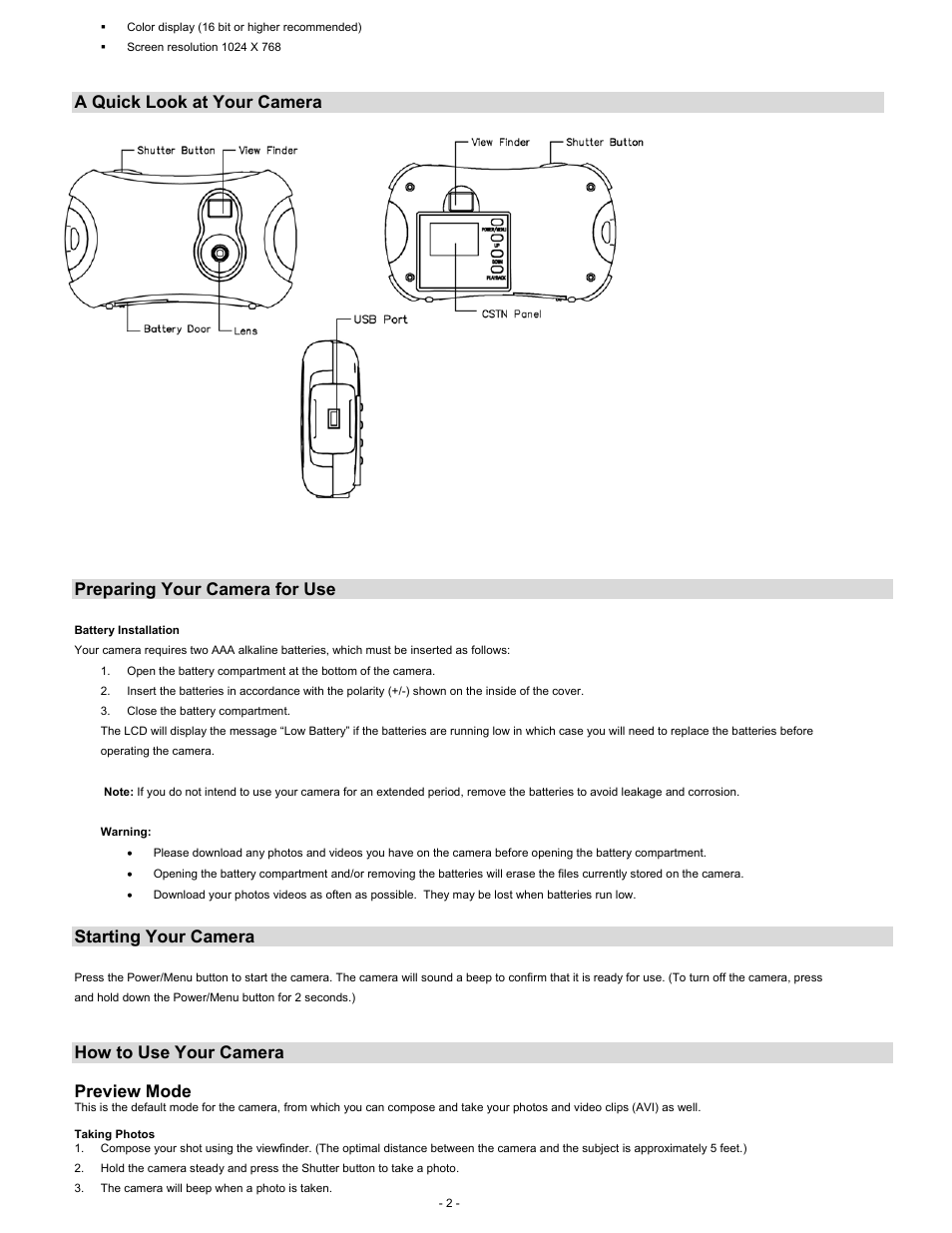Starting your camera, How to use your camera, Preview mode | Sakar 27290 User Manual | Page 2 / 9