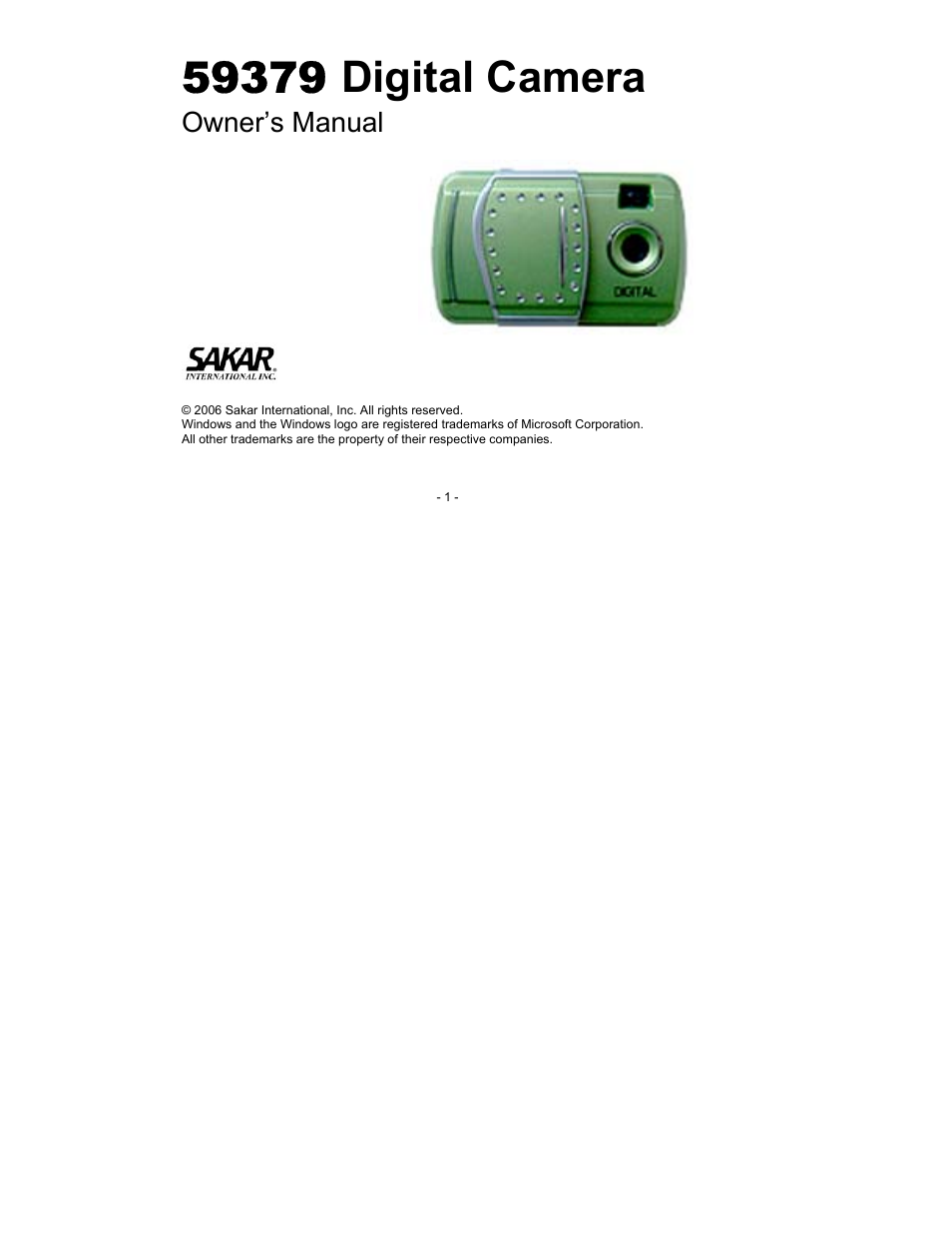 Sakar 59379 User Manual | 24 pages