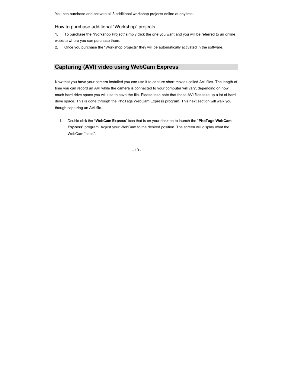 Capturing (avi) video using webcam express | Sakar 59379 User Manual | Page 19 / 24