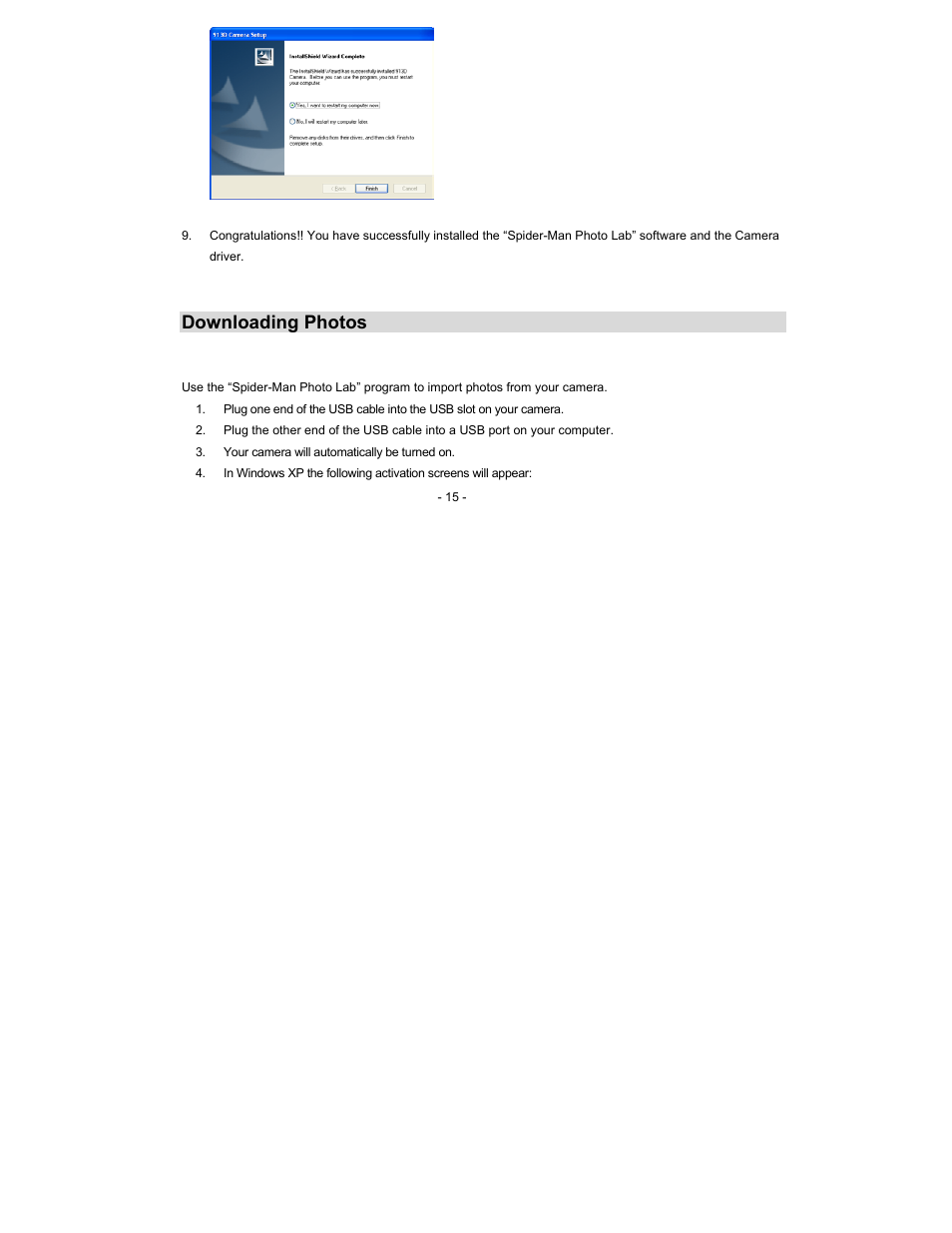 Downloading photos | Sakar 92045 User Manual | Page 15 / 27