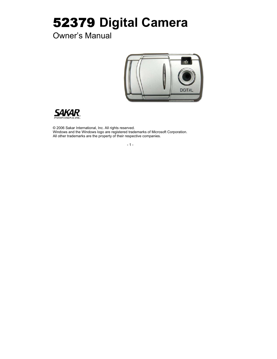 Sakar 52379 User Manual | 24 pages