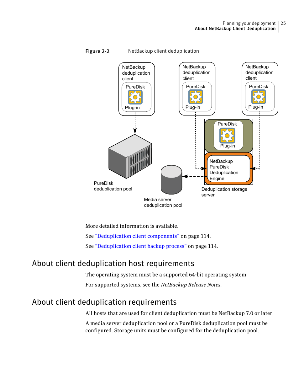 About client deduplication host requirements, About client deduplication requirements, 25 about client deduplication requirements | Symantec NETBACKUP 7 User Manual | Page 25 / 122