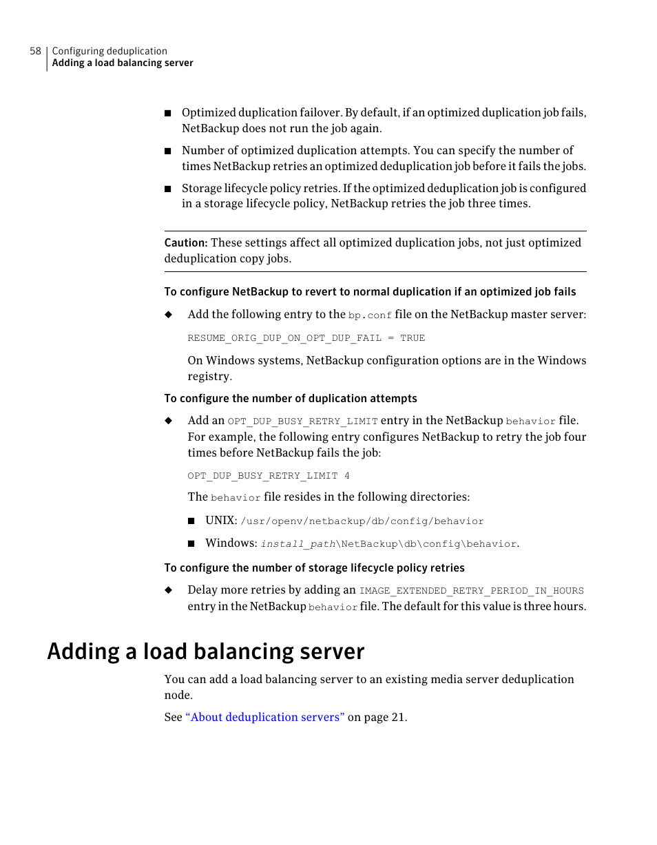 Adding a load balancing server | Symantec NETBACKUP 7 User Manual | Page 58 / 122