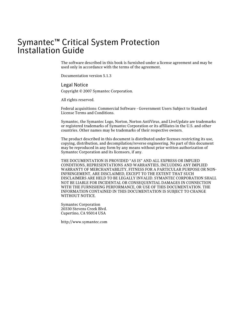 Symantec Critical System User Manual | Page 2 / 122