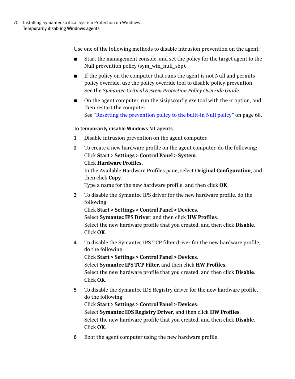 Symantec Critical System User Manual | Page 70 / 122