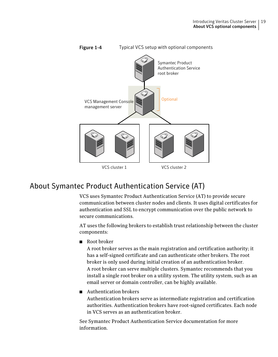 About symantec product authentication service (at), About symantec product authentication service, Figure 1-4 | Symantec Veritas 5 User Manual | Page 19 / 176
