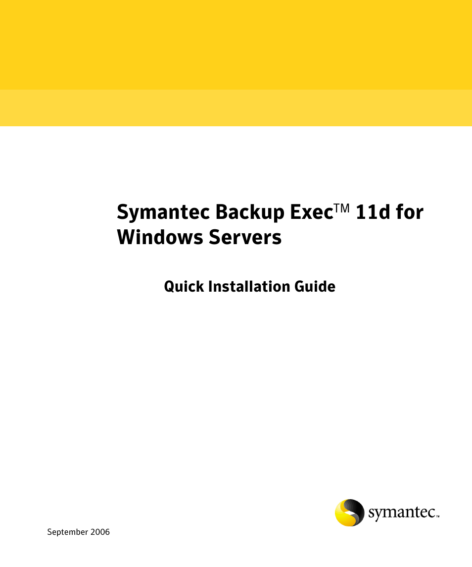 Symantec BACKUP EXEC 11D User Manual | 18 pages