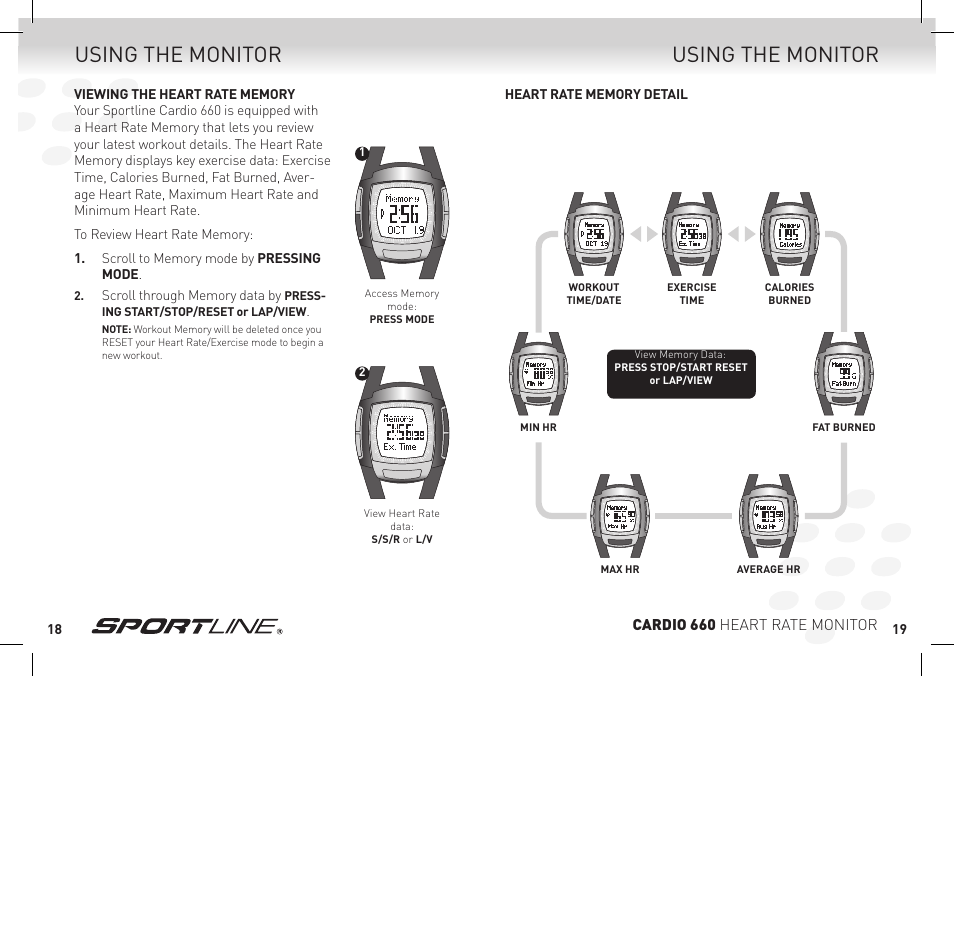 Using the monitor | Sportline Heart Rate Monitor Cardio 660 User Manual | Page 10 / 15