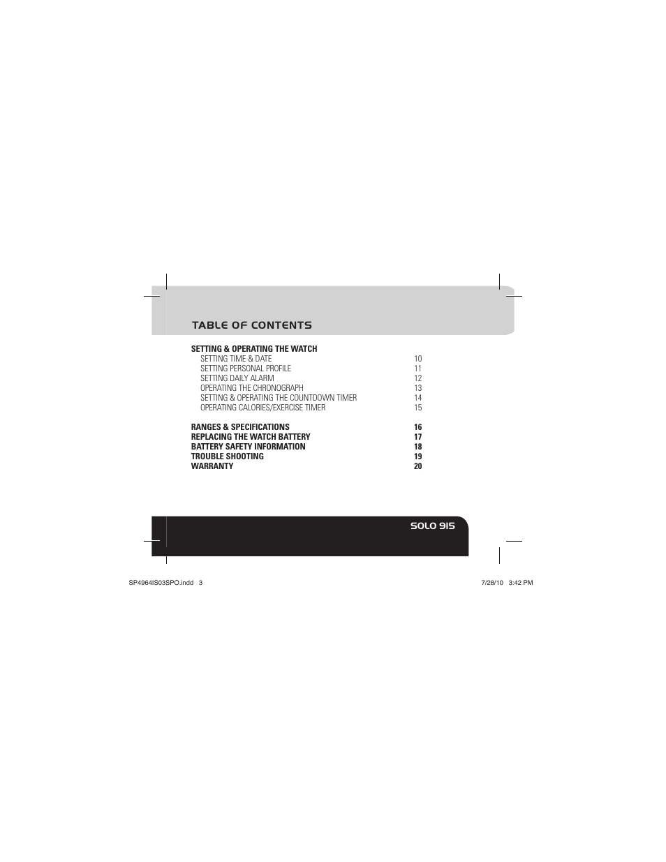 Sportline Solo 915 User Manual | Page 3 / 112