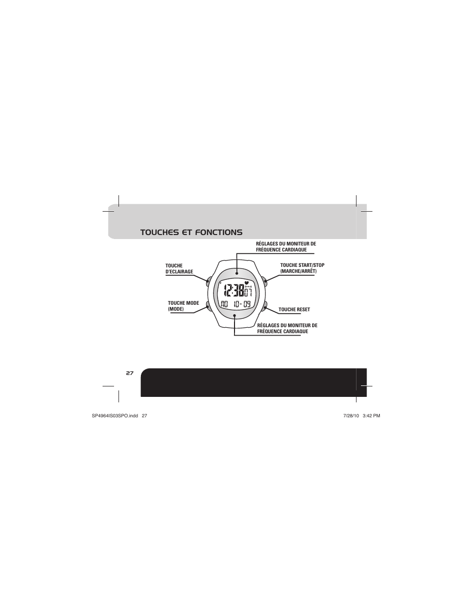 Touches et fonctions | Sportline Solo 915 User Manual | Page 30 / 112