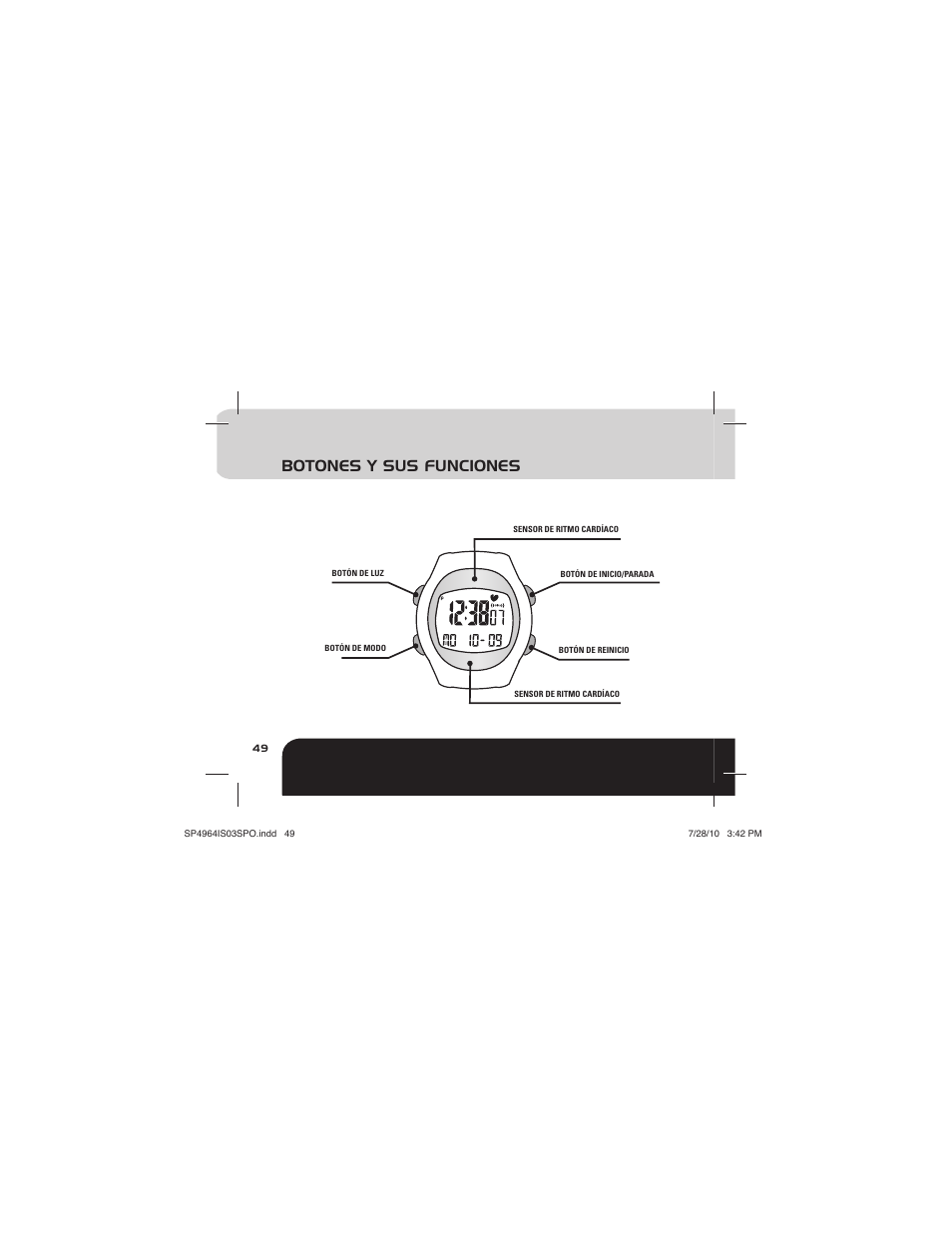 Botones y sus funciones | Sportline Solo 915 User Manual | Page 52 / 112