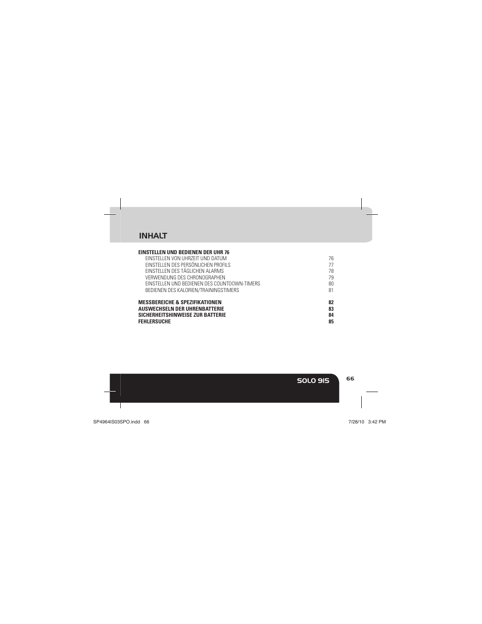 Inhalt, Solo 915 | Sportline Solo 915 User Manual | Page 69 / 112