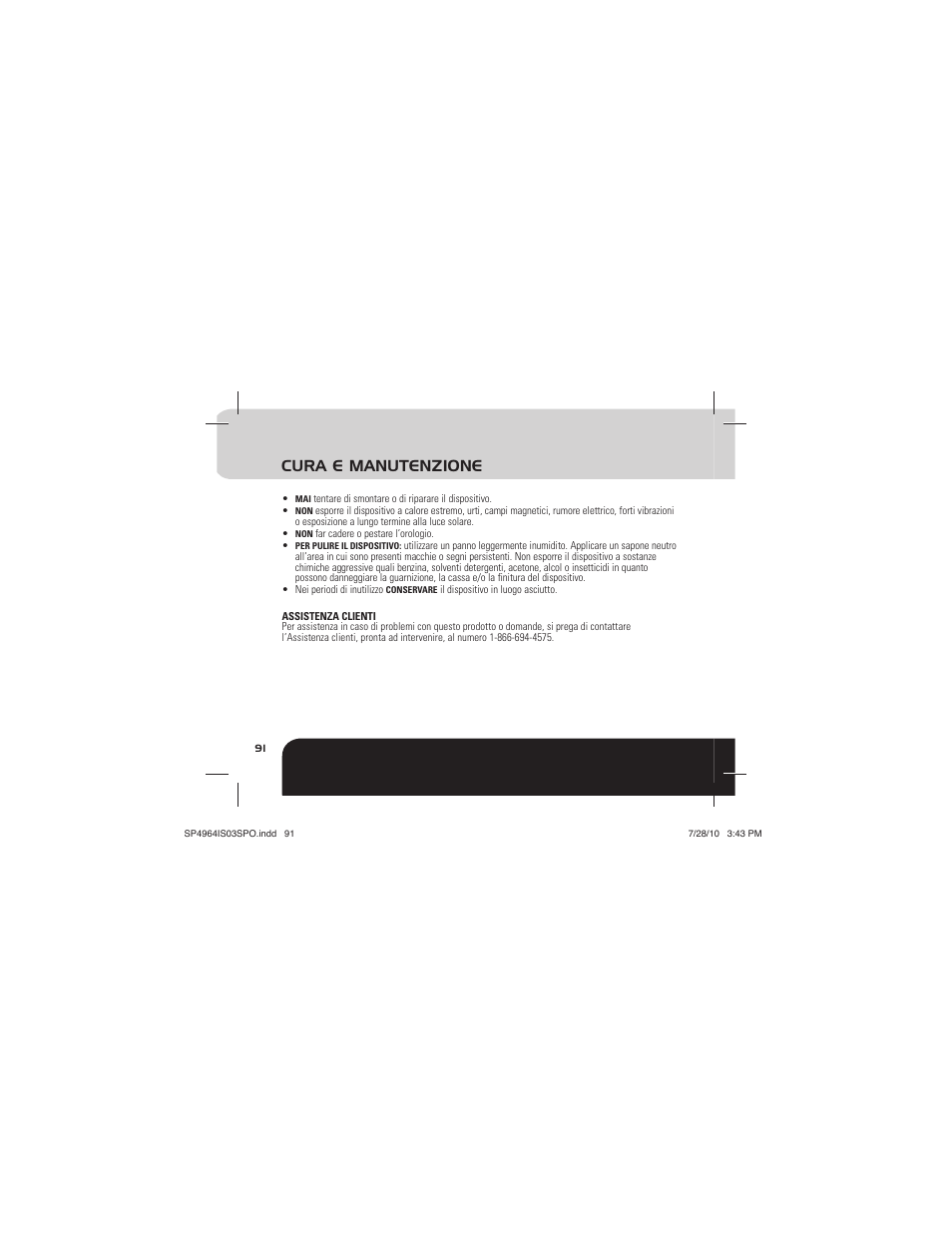 Cura e manutenzione | Sportline Solo 915 User Manual | Page 94 / 112