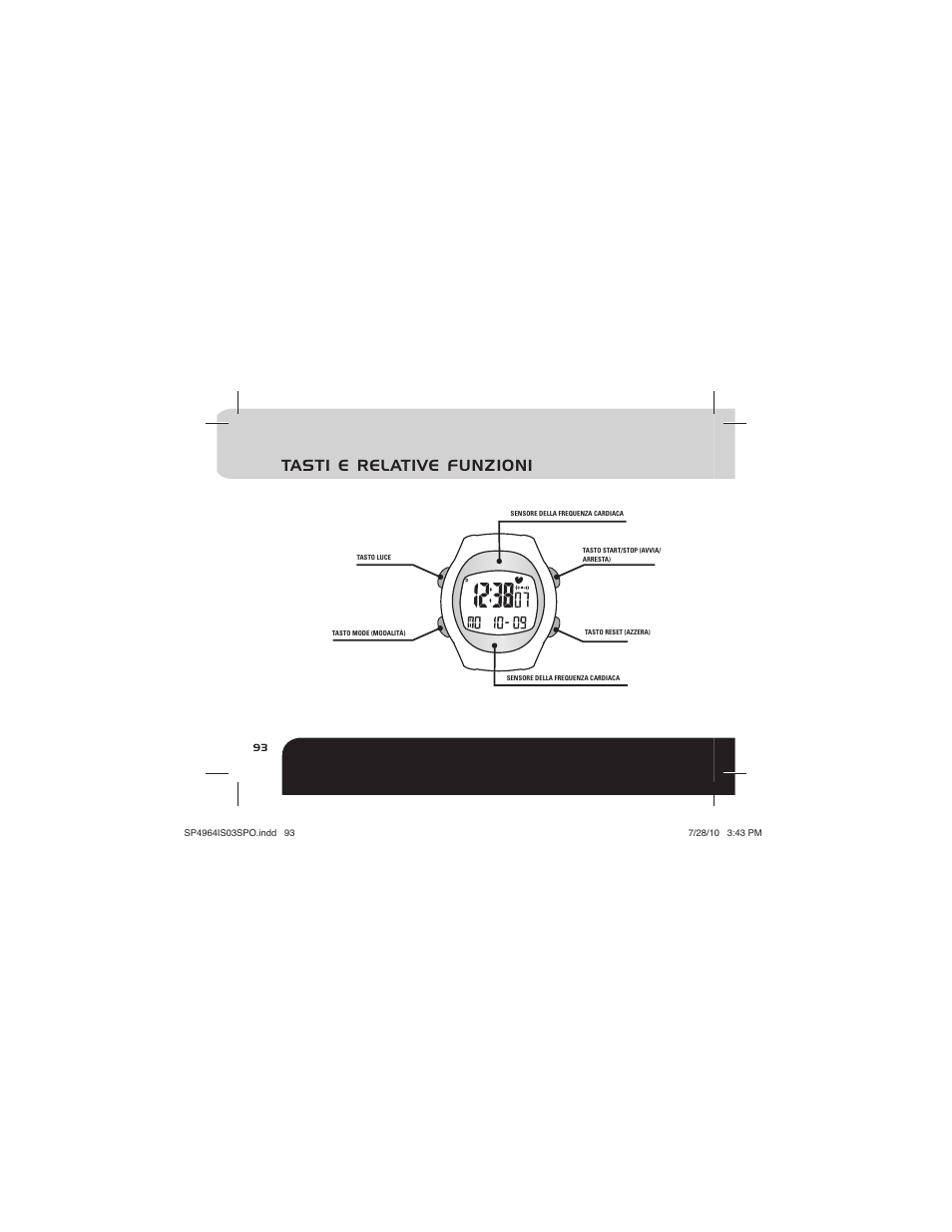 Tasti e relative funzioni | Sportline Solo 915 User Manual | Page 96 / 112