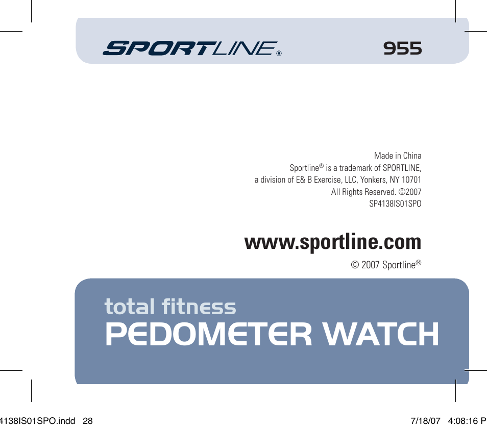 Pedometer watch, Total fitness | Sportline 955 User Manual | Page 28 / 28