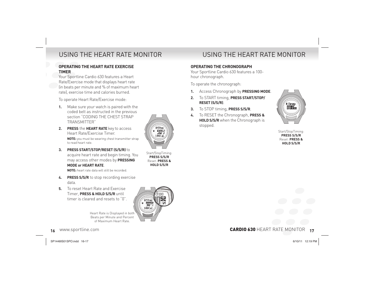 Using the heart rate monitor | Sportline CARDIO 630 HEART RATE MONITOR SP1448IS01SPO User Manual | Page 9 / 13