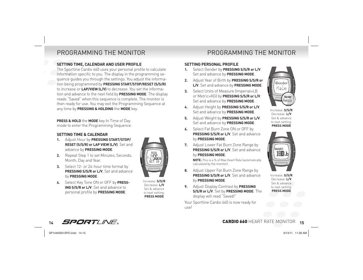 Programming the monitor | Sportline Cardio 660 User Manual | Page 8 / 15