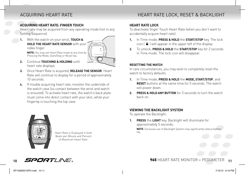 Sportline Heart RAte Monitor & Pedometer 965 User Manual | Page 6 / 15
