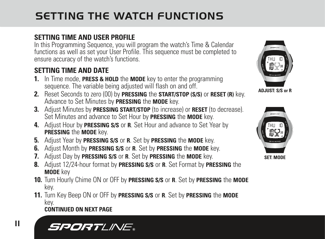 Setting the watch functions | Sportline DUO 1010 User Manual | Page 14 / 32