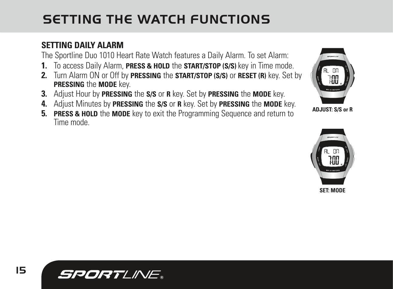 Setting the watch functions | Sportline DUO 1010 User Manual | Page 18 / 32