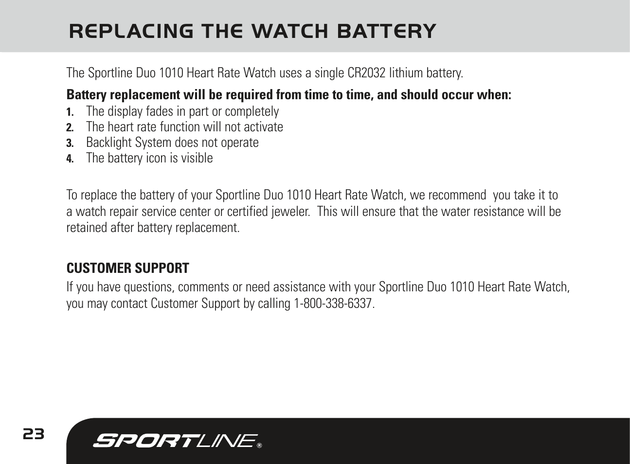 Replacing the watch battery | Sportline DUO 1010 User Manual | Page 26 / 32