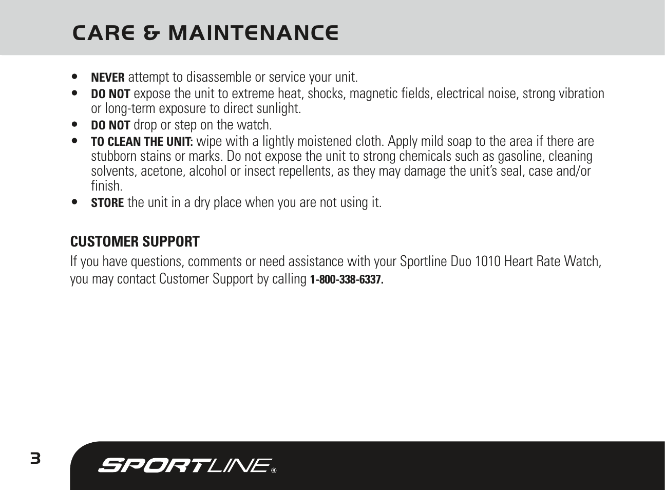 Care & maintenance | Sportline DUO 1010 User Manual | Page 6 / 32