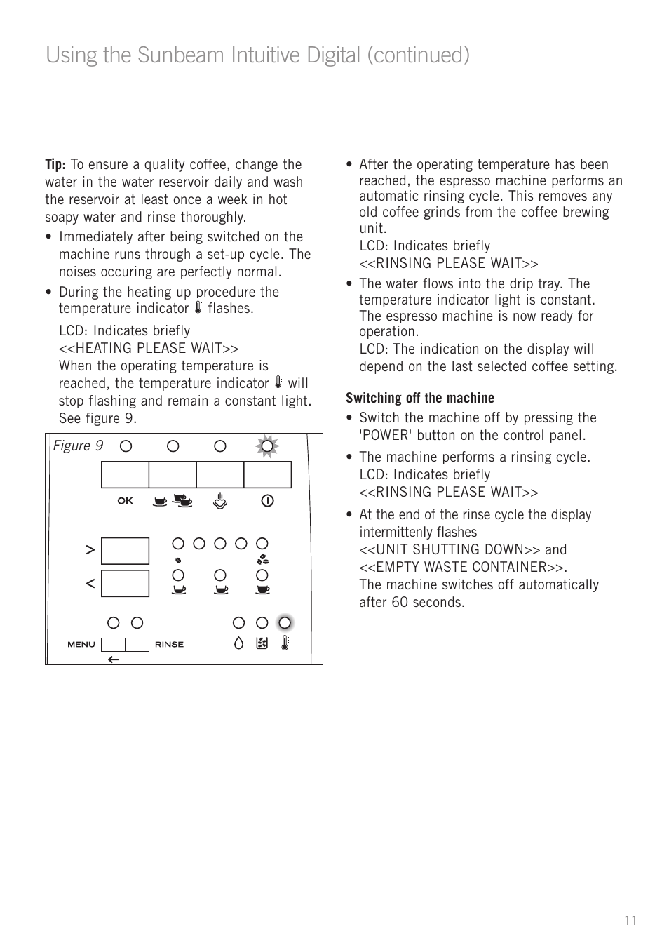 Heading, Using the sunbeam intuitive digital (continued) | Sunbeam EM8910 User Manual | Page 13 / 52