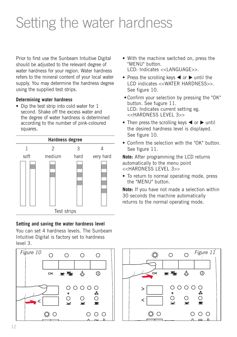 Setting the water hardness | Sunbeam EM8910 User Manual | Page 14 / 52