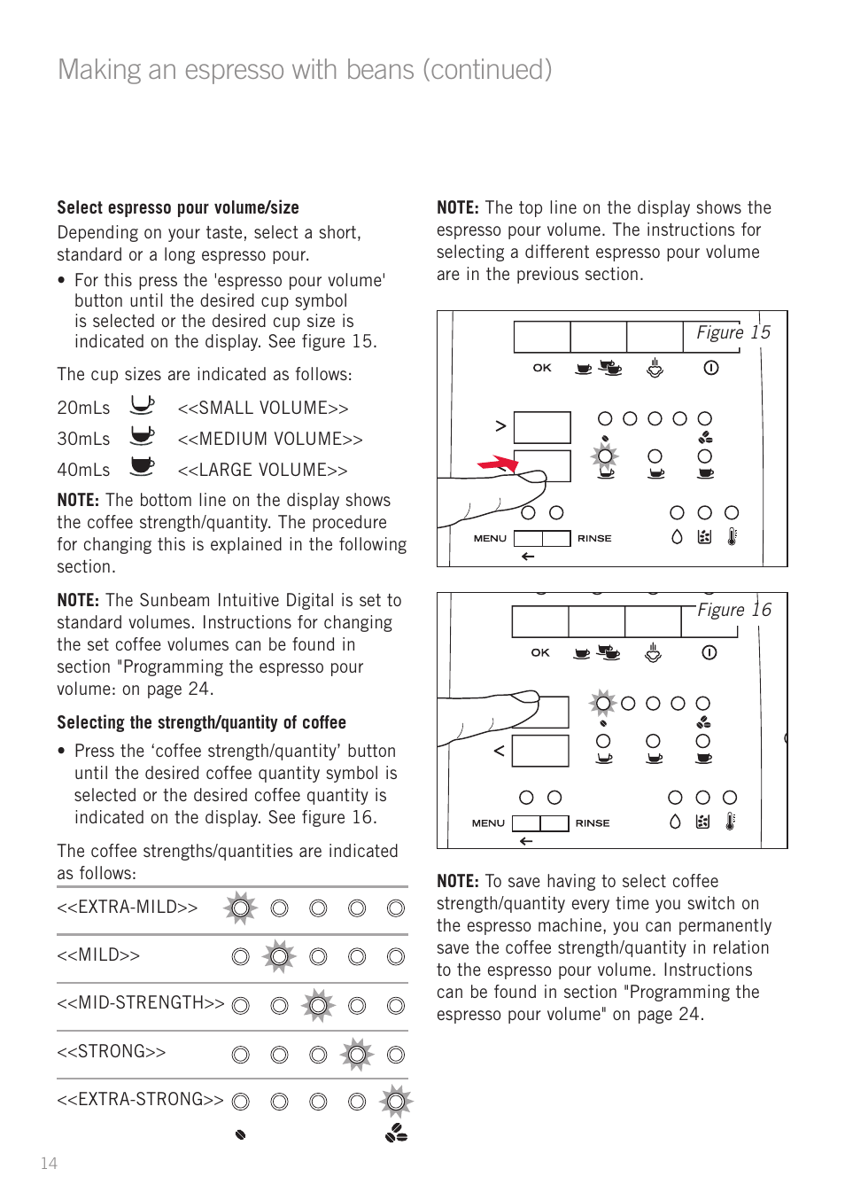 Making an espresso with beans (continued) | Sunbeam EM8910 User Manual | Page 16 / 52