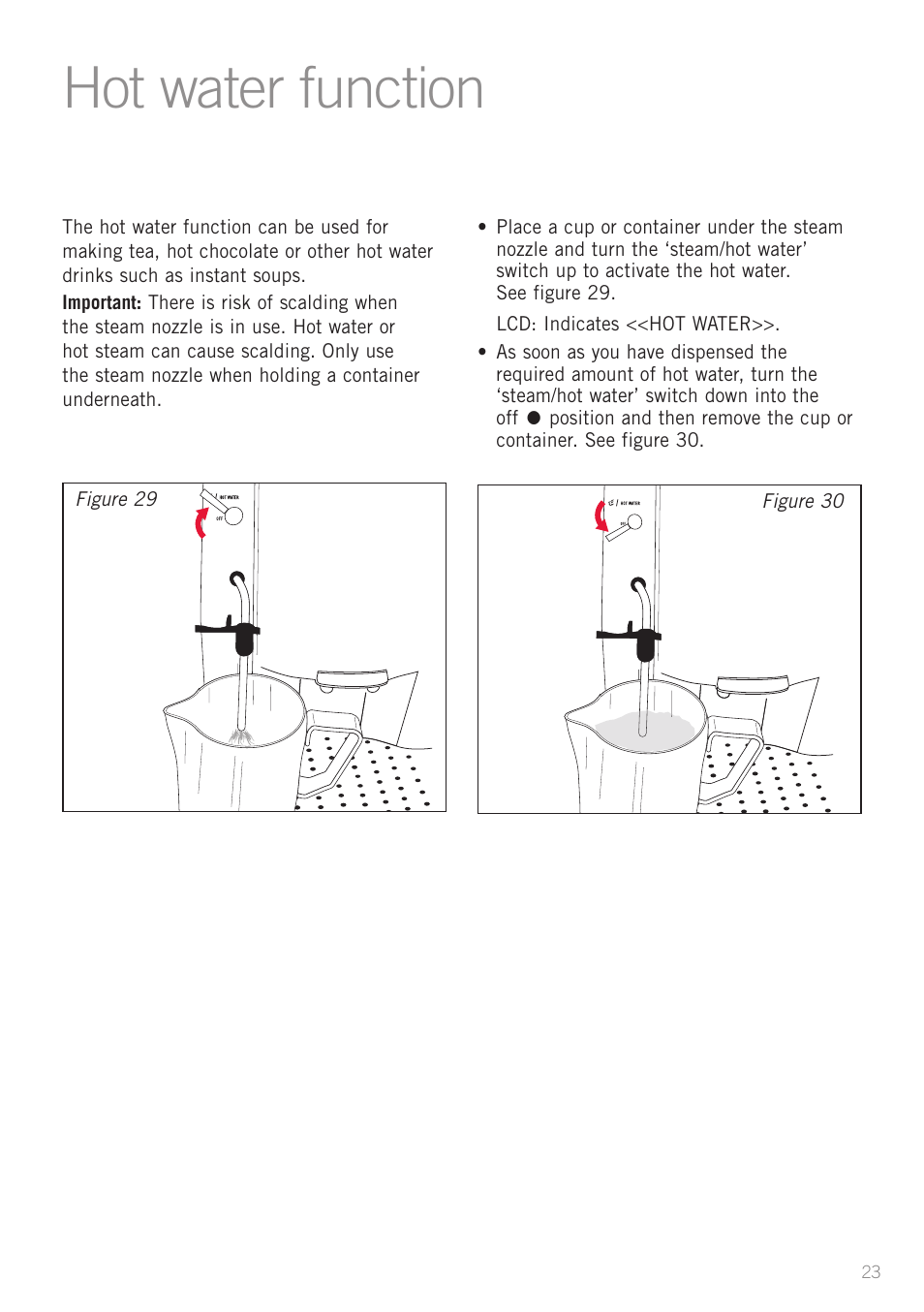 Hot water function | Sunbeam EM8910 User Manual | Page 25 / 52