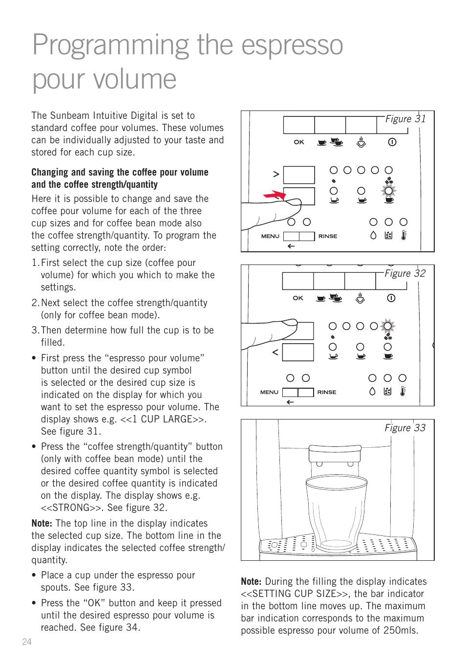 Programming the espresso pour volume | Sunbeam EM8910 User Manual | Page 26 / 52