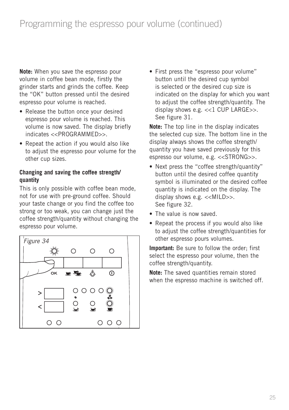 Programming the espresso pour volume (continued) | Sunbeam EM8910 User Manual | Page 27 / 52