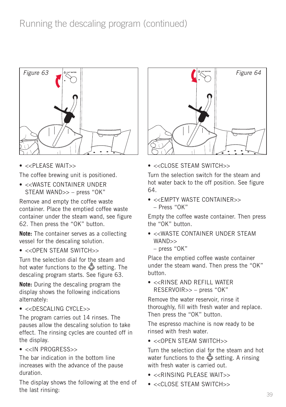 Running the descaling program (continued) | Sunbeam EM8910 User Manual | Page 41 / 52