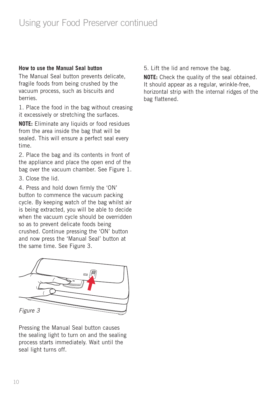 Using your food preserver continued | Sunbeam VS5200 User Manual | Page 11 / 20