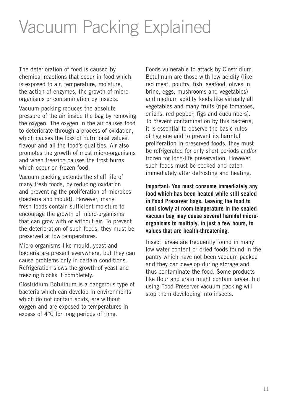 Heading vacuum packing explained | Sunbeam VS5200 User Manual | Page 12 / 20