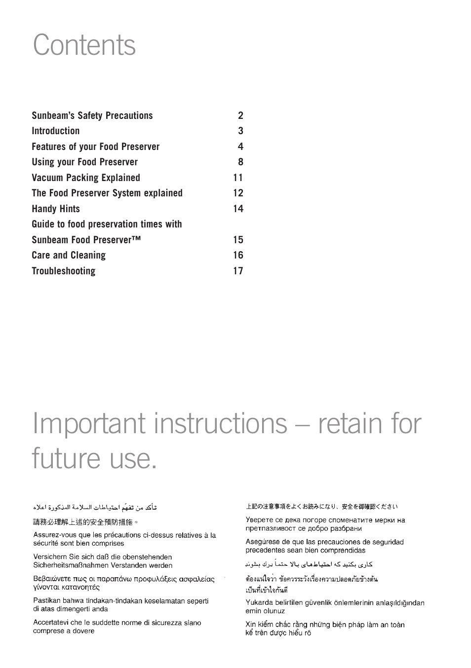 Sunbeam VS5200 User Manual | Page 2 / 20