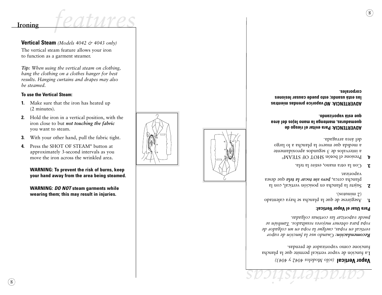 Features, Características | Sunbeam 4042 User Manual | Page 10 / 40