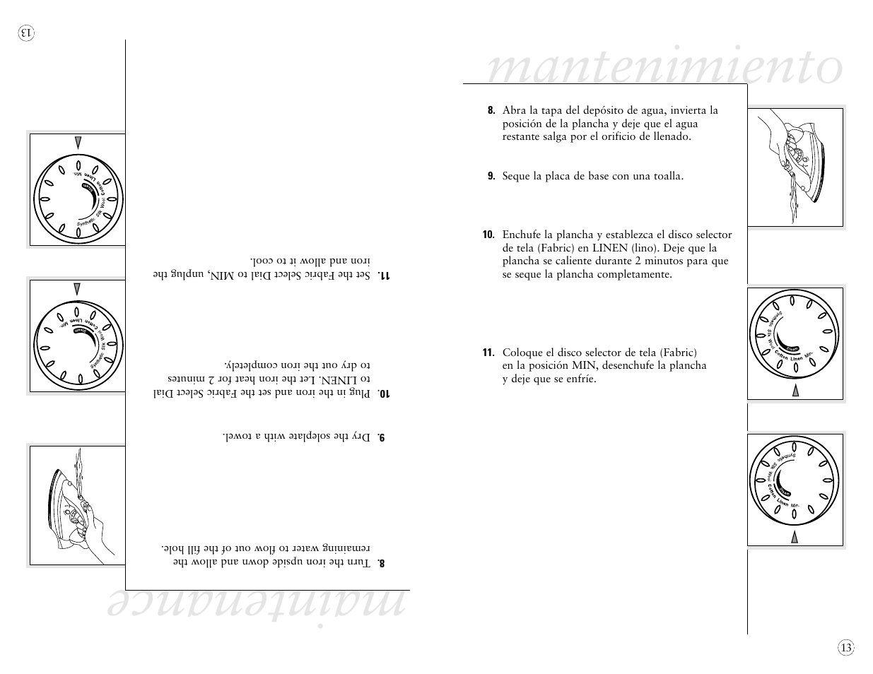 Maintenance, Mantenimiento | Sunbeam 4042 User Manual | Page 35 / 40