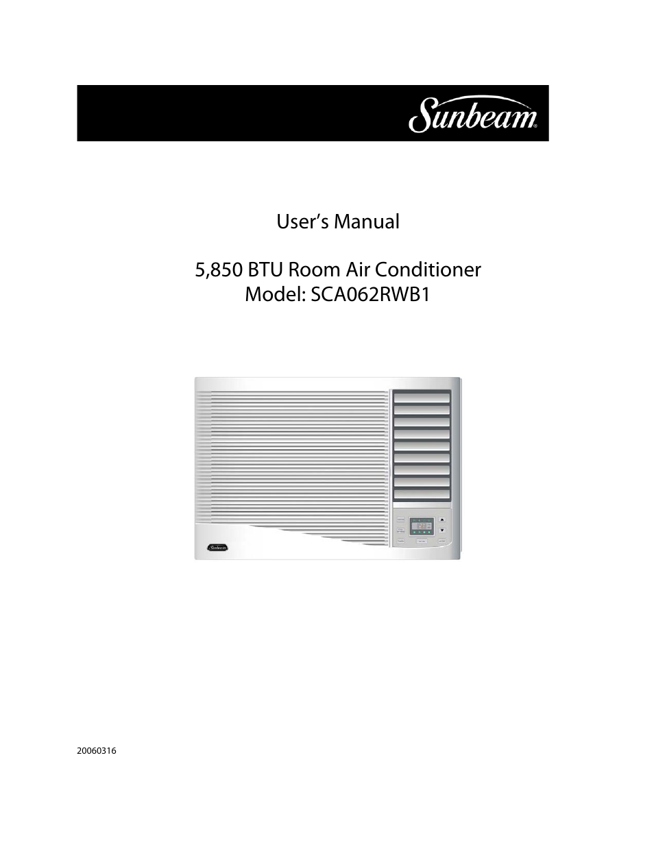 Sunbeam SCA062RWB1 User Manual | 16 pages