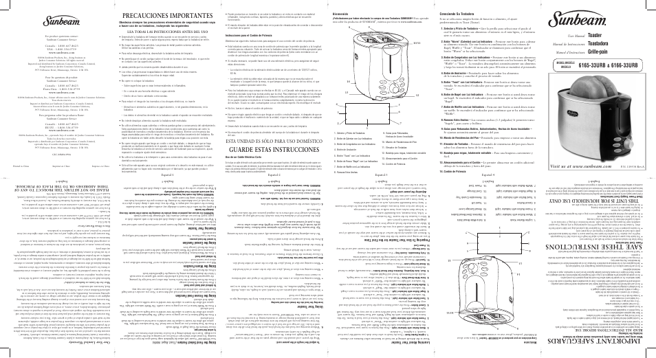 Sunbeam 6165-33 User Manual | 2 pages