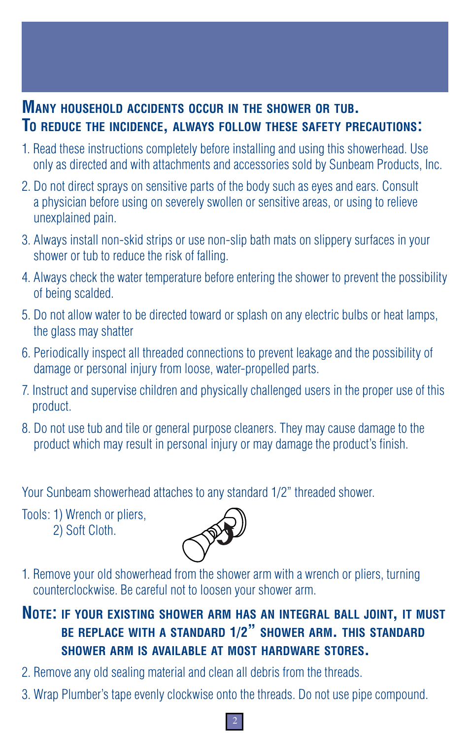 Important safety instructions, Nstallation, Nstructions | Sunbeam 6911 User Manual | Page 2 / 12