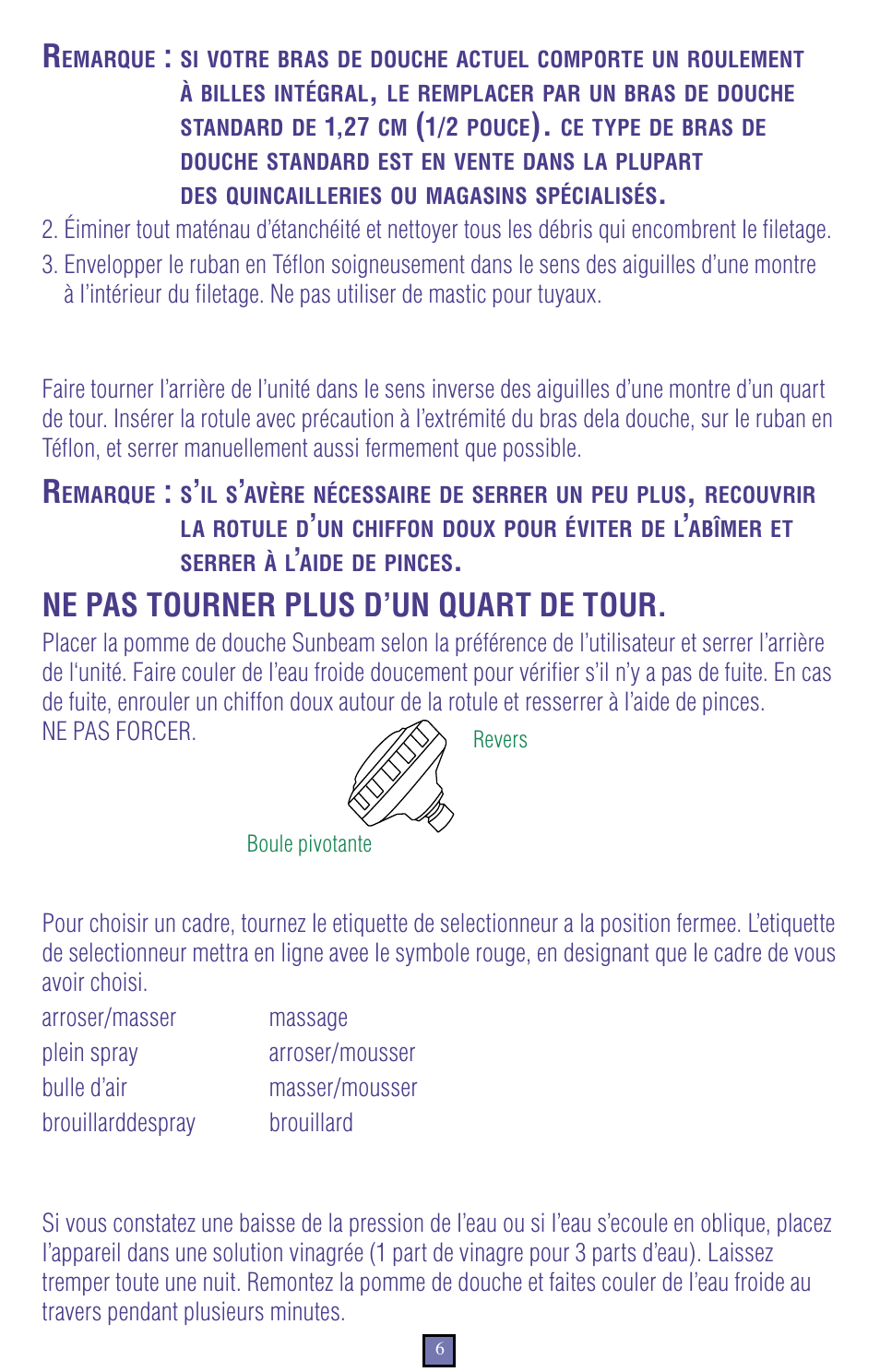 Odèles, Montage, Mural | Emploi, Ntretien, Nettoyage | Sunbeam 6911 User Manual | Page 6 / 12