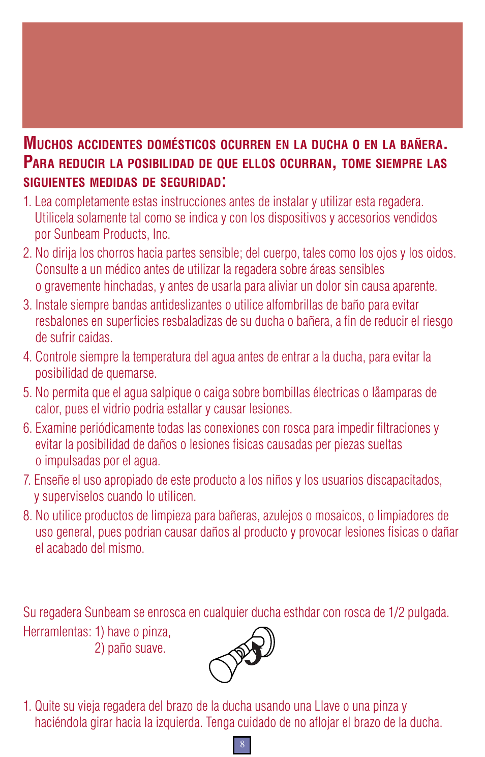 Instrucciones importantes sobre seguridad, Nstrucciones, Instalación | Sunbeam 6911 User Manual | Page 8 / 12