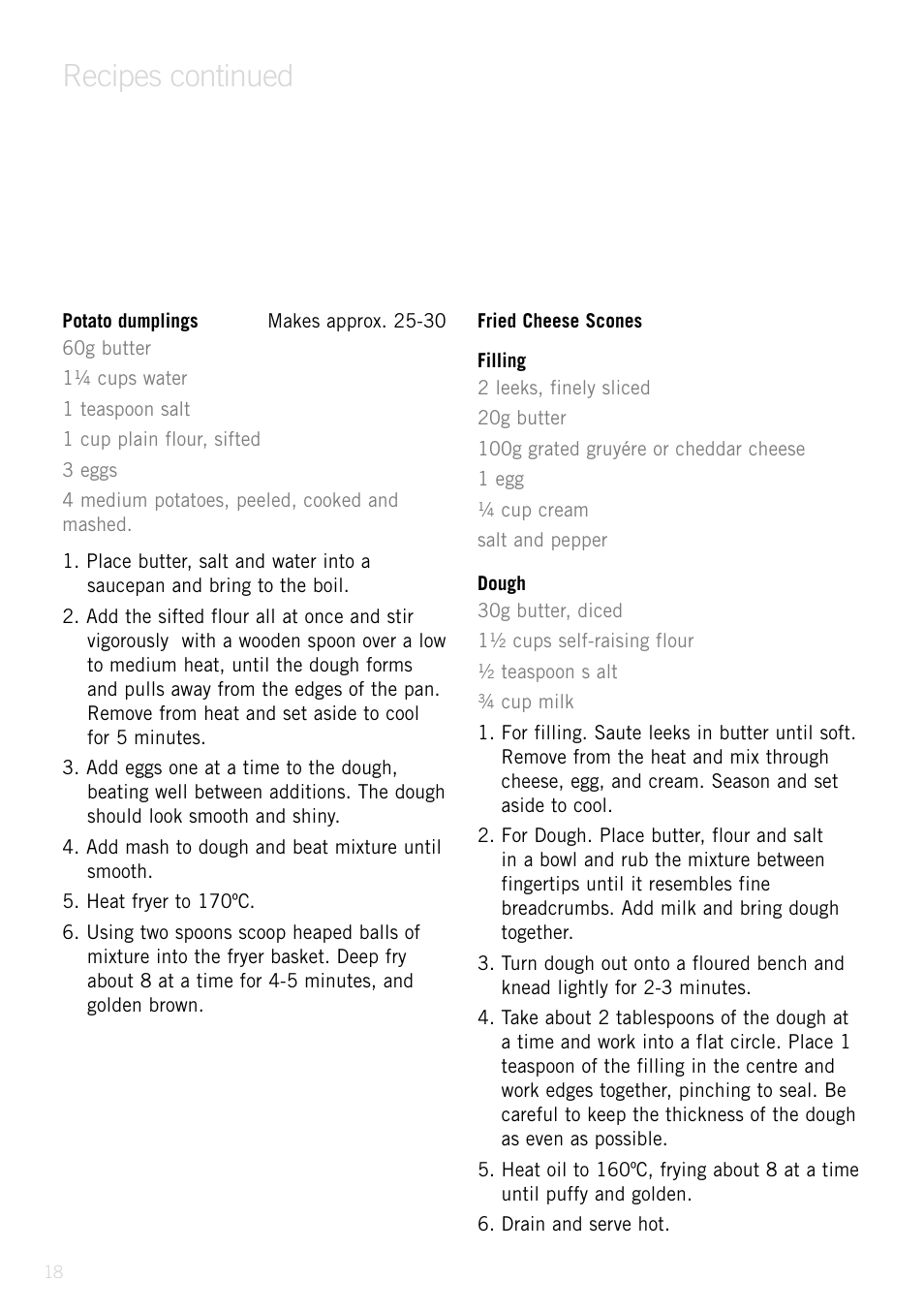 Recipes continued | Sunbeam Deep Fryer User Manual | Page 17 / 23